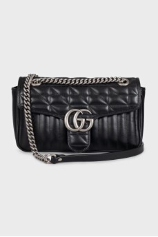Шкіряна чорна сумка GG Marmont
