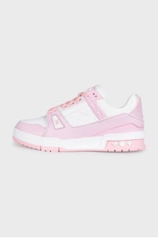 Шкіряні рожеві кросівки LV Trainer