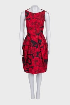 Black dress with a floral print decorated with bows