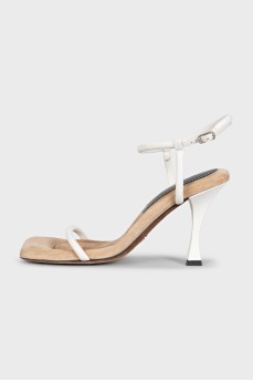 Leather sandals with white straps