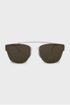 Men's gray sunglasses with green lens