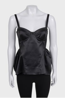 Black sleeveless top with zipper