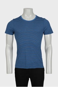 Men's blue striped t-shirt with tag