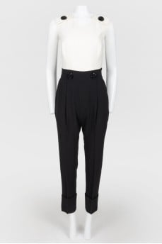 Black and white open back jumpsuit
