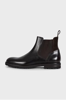 Men's leather boots with suede inserts