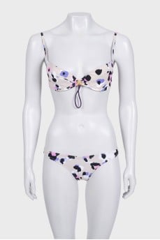 Beige two-piece swimsuit with tag