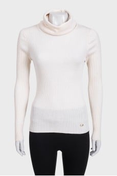 Beige wool and cashmere turtleneck