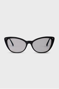 Cat eye glasses with black plastic frame