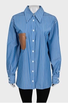 Blue striped loose shirt