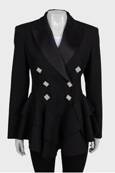 Double-breasted wool jacket with decorated buttons