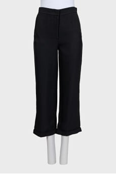 Black cropped high-waist trousers