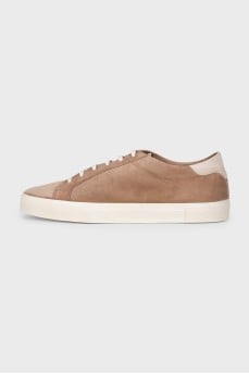 Men's brown suede lace-up sneakers
