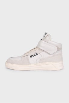 Men's gray high-top sneakers with logo