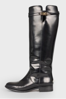 Black gold hardware boots