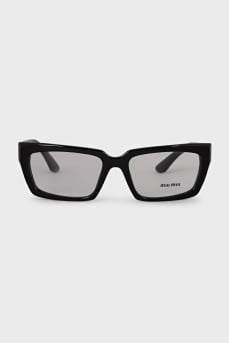 Black glasses with logo
