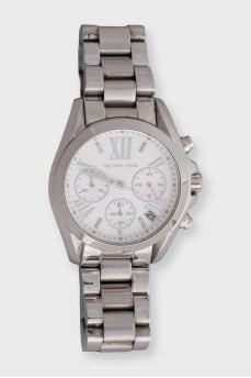 Round silver watch