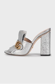 Silver mules with decor