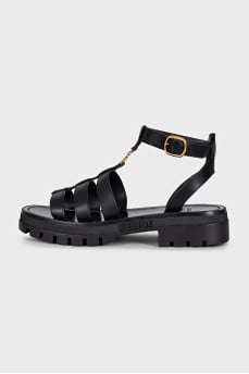 Triomphe leather sandals with tag