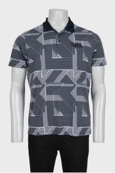 Men's straight-cut polo shirt with print