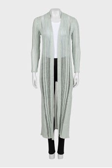 Semi-transparent straight-cut cardigan