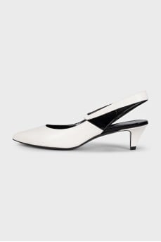 Leather pointed-toe slingbacks