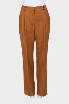 Straight-leg wool trousers