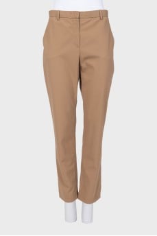 Brown wool straight-leg trousers