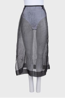 Sheer skirt with zipper and button