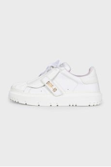 Leather sneakers with Velcro ID