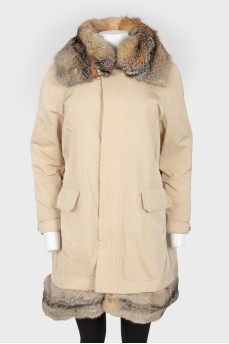Brown natural fur parka