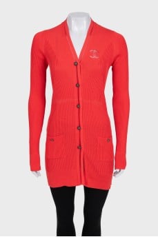 Red fitted cardigan