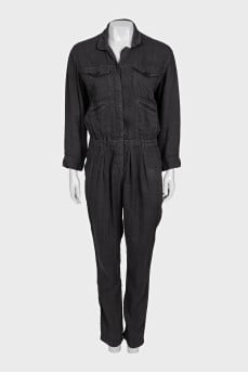Blue linen jumpsuit with trousers