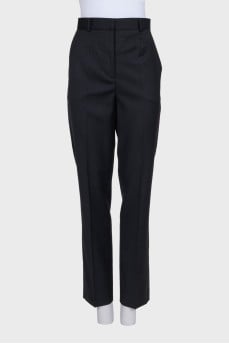 Черные шерстяные брюки прямого кроя