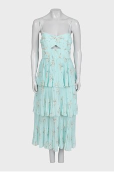 Tiered floral print medi dress