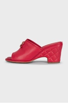 Quilted leather mules