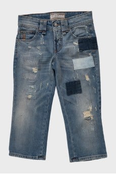 Джинсовые шорты skinny fit с потёртостями