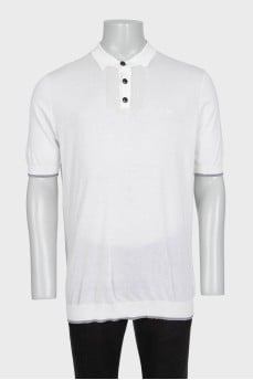 Men's white cotton polo shirt