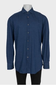 Men's blue shirt with a small print