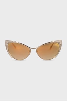 Cat eye sunglasses with gold lenses