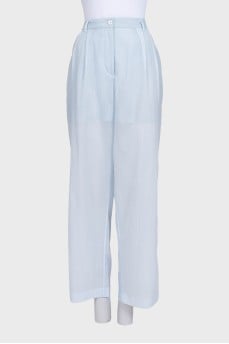 Sheer wide-leg trousers with tag