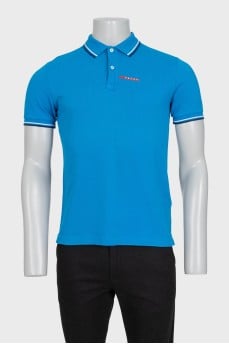 Men's blue polo shirt with brand logo