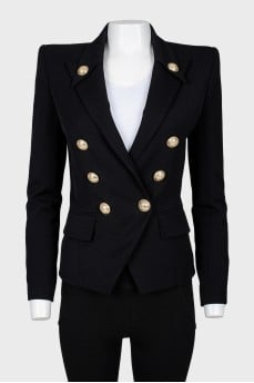 Black jacket with golden buttons with tag
