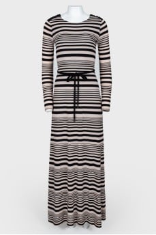 Striped floor-length dress
