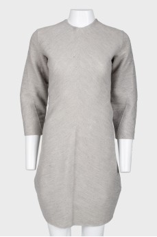 Gray wool dress with pockets