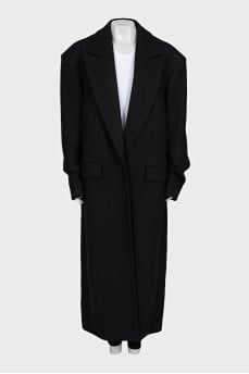 Шерстяное пальто oversize черного цвета