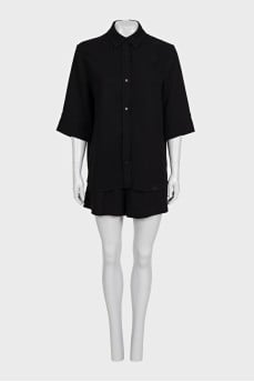 Black suit with loose-fitting shorts