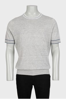 Men's gray ribbed cuff t-shirt