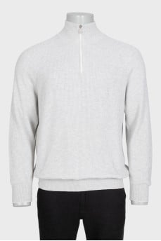 Men's gray sweater with a zipper