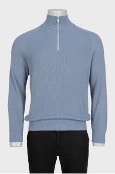 Men's blue sweater with a zipper