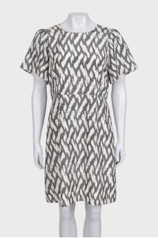 Fitted silk dress with a printed zipper
